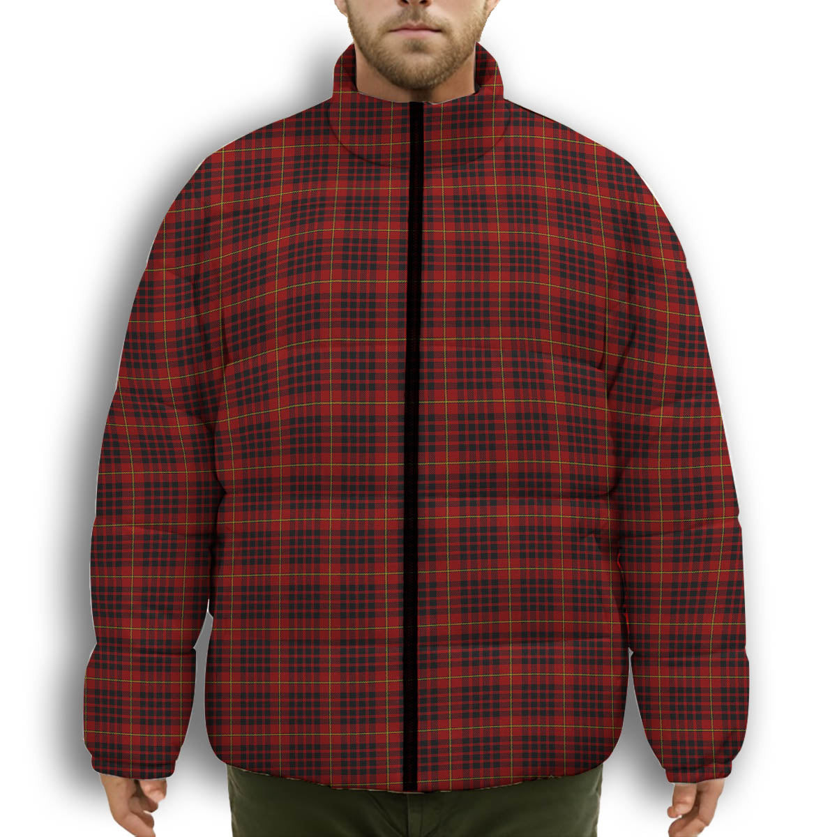 ScotsTee Shop Scottish MacDonald of Ardnamurchan Premium Tartan Collar Down Jacket Winter White Duck Down Plaid