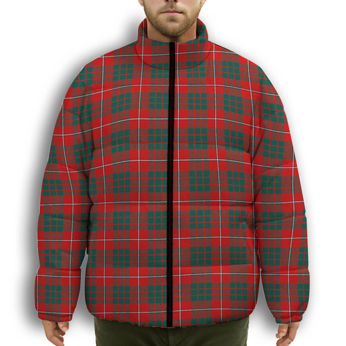 ScotsTee Shop Scottish Gregor of Balquhidder Modern Premium Tartan Collar Down Jacket Winter White Duck Down Plaid
