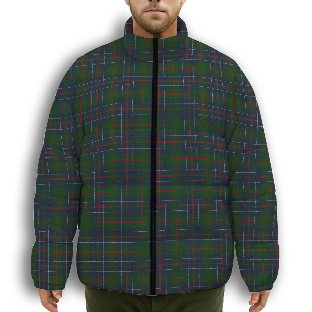 ScotsTee Shop Scottish MacHardy Premium Tartan Collar Down Jacket Winter White Duck Down Plaid