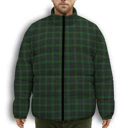 ScotsTee Shop Scottish MacAulay Hunting Premium Tartan Collar Down Jacket Winter White Duck Down Plaid