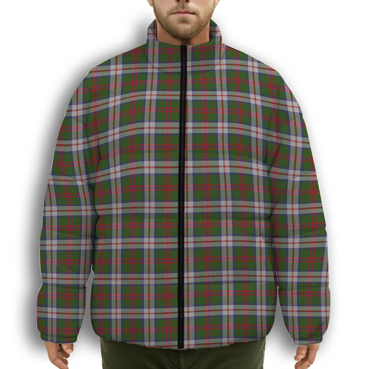 ScotsTee Shop Scottish MacKintosh Dress Scott Adie Premium Tartan Collar Down Jacket Winter White Duck Down Plaid