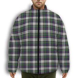 ScotsTee Shop Scottish McCallum Dress Modern Premium Tartan Collar Down Jacket Winter White Duck Down Plaid