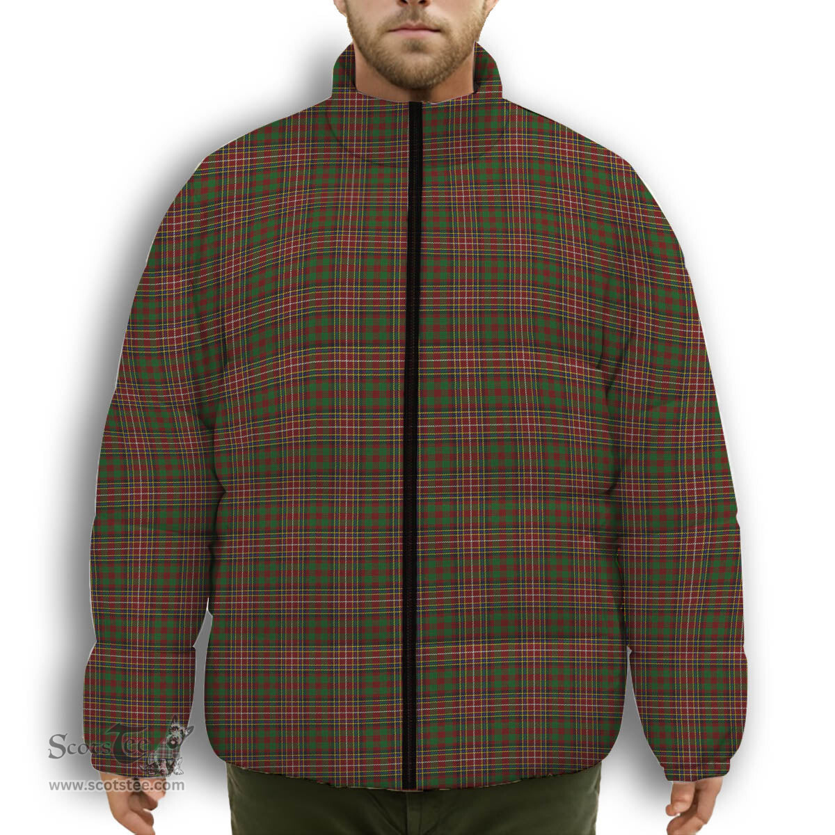ScotsTee Shop Scottish Mars Premium Tartan Collar Down Jacket Winter White Duck Down Plaid