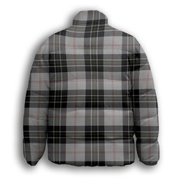ScotsTee Shop Scottish MacPherson Dress Premium Tartan Collar Down Jacket Winter White Duck Down Plaid