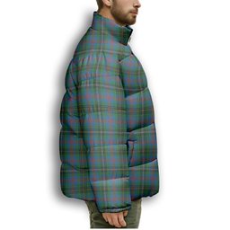 ScotsTee Shop Scottish Wood Ancient Clan Premium Tartan Collar Down Jacket Winter White Duck Down Plaid