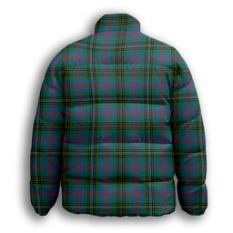 ScotsTee Shop Scottish Wood Ancient Clan Premium Tartan Collar Down Jacket Winter White Duck Down Plaid