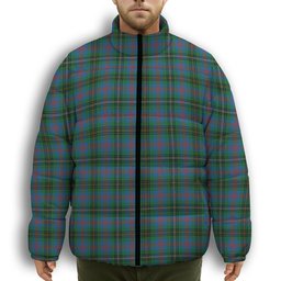 ScotsTee Shop Scottish Wood Ancient Clan Premium Tartan Collar Down Jacket Winter White Duck Down Plaid