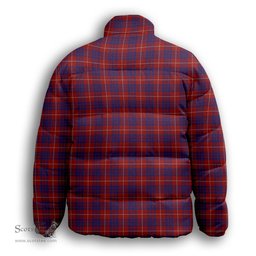 ScotsTee Shop Scottish Hamilton Premium Tartan Collar Down Jacket Winter White Duck Down Plaid