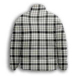 ScotsTee Shop Scottish McFarland Black White Ancient Premium Tartan Collar Down Jacket Winter White Duck Down Plaid