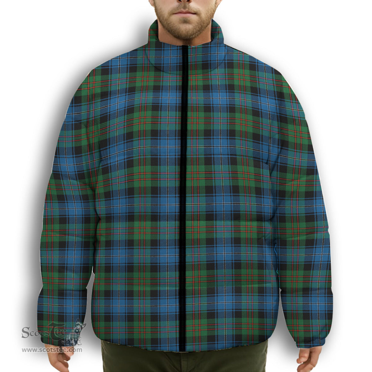 ScotsTee Shop Scottish Young Melvina Ancient Premium Tartan Collar Down Jacket Winter White Duck Down Plaid