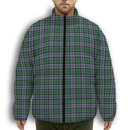 ScotsTee Shop Scottish MacIsaac Ancient Premium Tartan Collar Down Jacket Winter White Duck Down Plaid