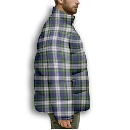 ScotsTee Shop Scottish Gordon Dress Modern Premium Tartan Collar Down Jacket Winter White Duck Down Plaid
