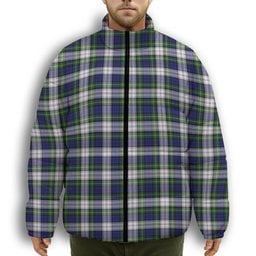 ScotsTee Shop Scottish Gordon Dress Modern Premium Tartan Collar Down Jacket Winter White Duck Down Plaid