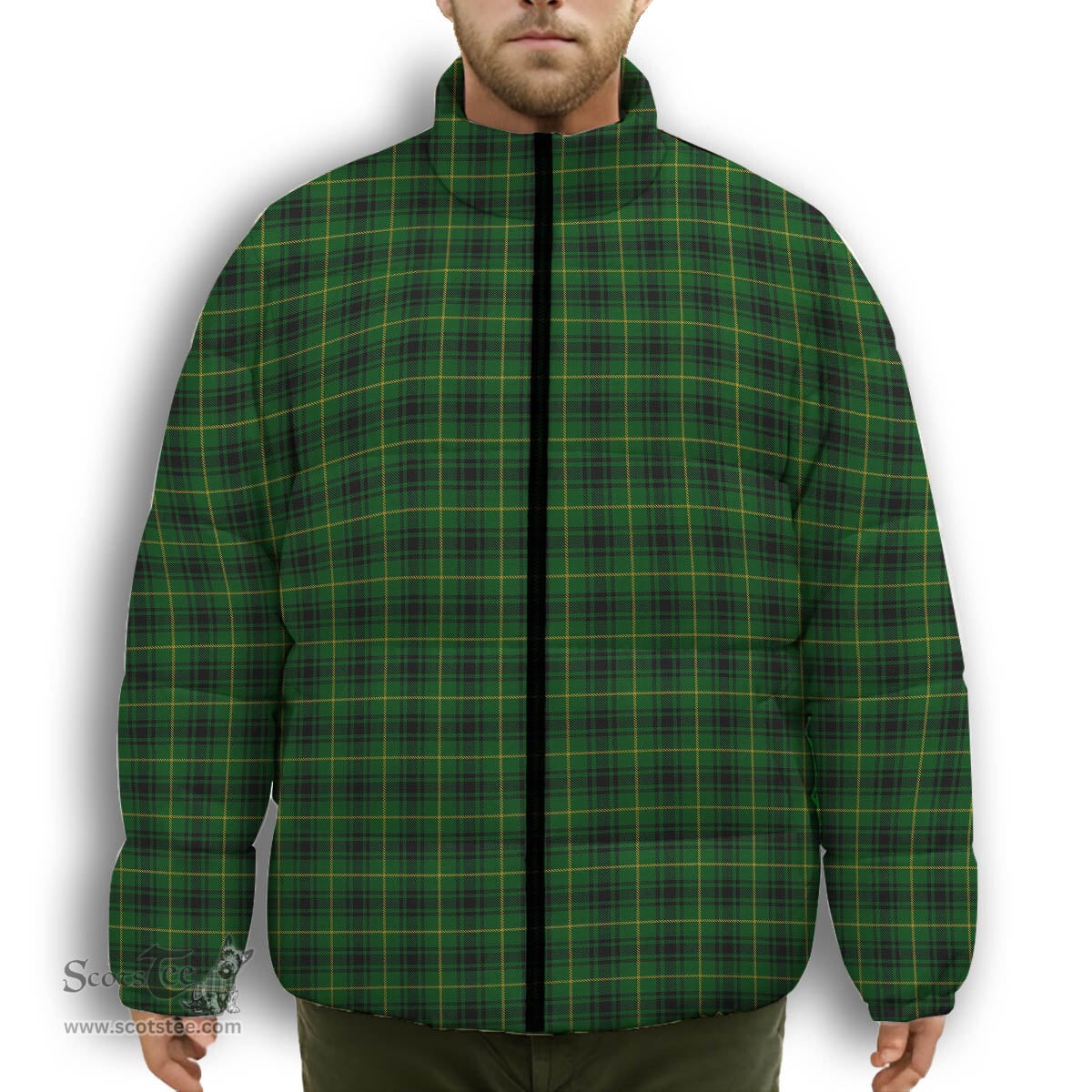 ScotsTee Shop Scottish MacArthur Premium Tartan Collar Down Jacket Winter White Duck Down Plaid