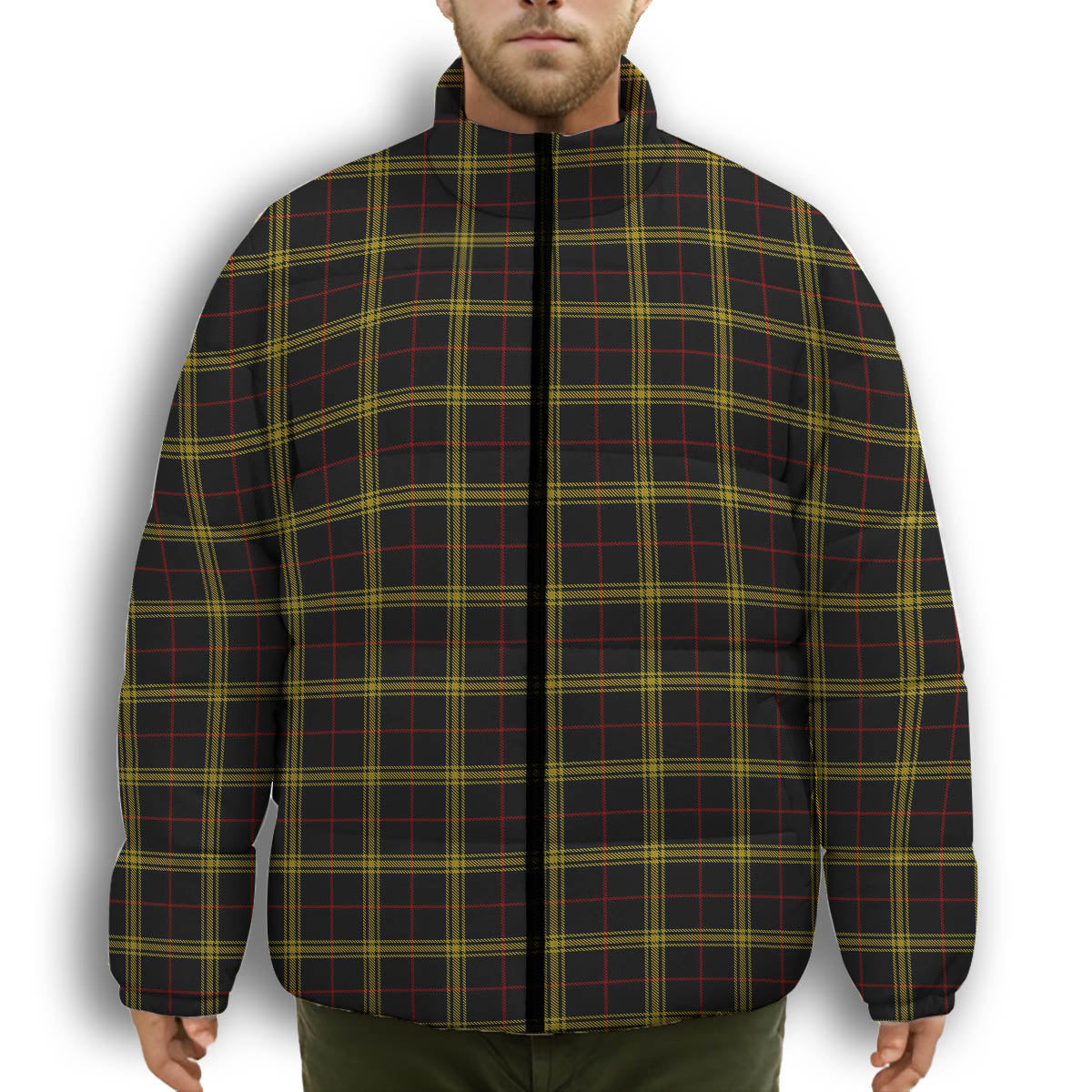 ScotsTee Shop Scottish Gwynn Premium Tartan Collar Down Jacket Winter White Duck Down Plaid