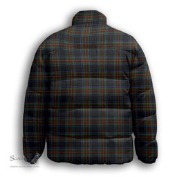 ScotsTee Shop Scottish Stewart Black 2 Premium Tartan Collar Down Jacket Winter White Duck Down Plaid