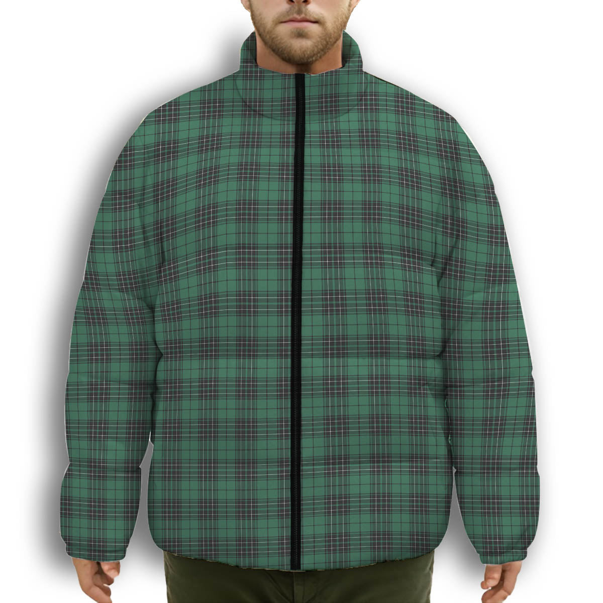 ScotsTee Shop Scottish MacLean Hunting Ancient Premium Tartan Collar Down Jacket Winter White Duck Down Plaid
