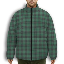 ScotsTee Shop Scottish MacLean Hunting Ancient Premium Tartan Collar Down Jacket Winter White Duck Down Plaid