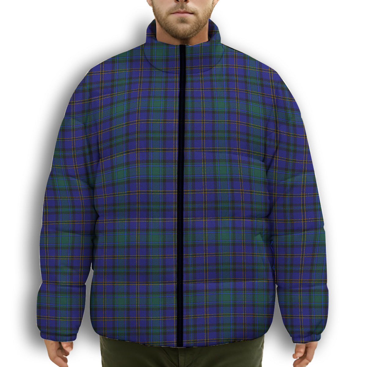 ScotsTee Shop Scottish Weir Ancient Tartan Premium Tartan Collar Down Jacket Winter White Duck Down Plaid