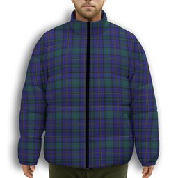 ScotsTee Shop Scottish Weir Ancient Tartan Premium Tartan Collar Down Jacket Winter White Duck Down Plaid