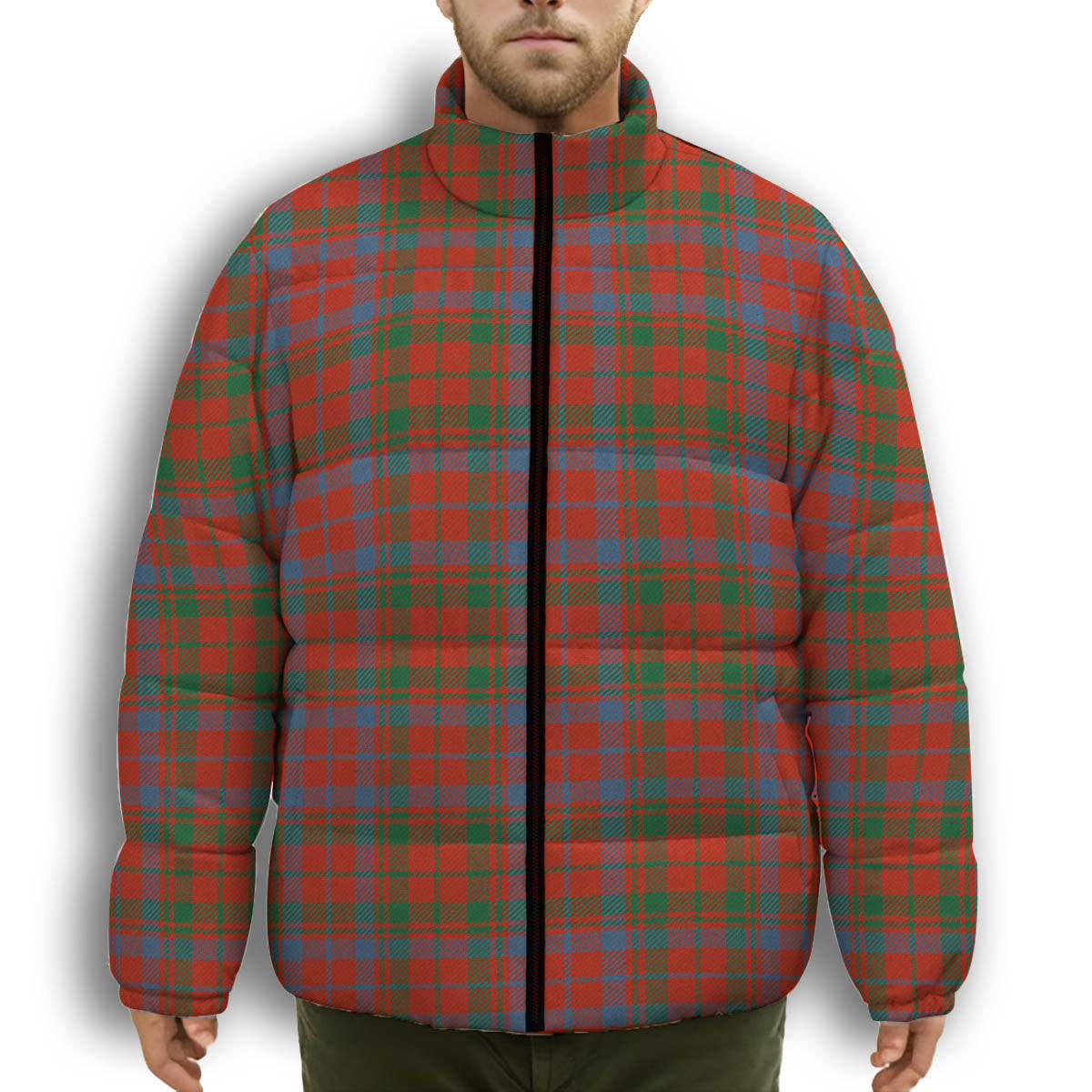 ScotsTee Shop Scottish Lumsden of Kintore Ancient Premium Tartan Collar Down Jacket Winter White Duck Down Plaid