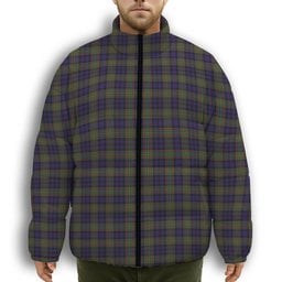ScotsTee Shop Scottish MacLellan Premium Tartan Collar Down Jacket Winter White Duck Down Plaid