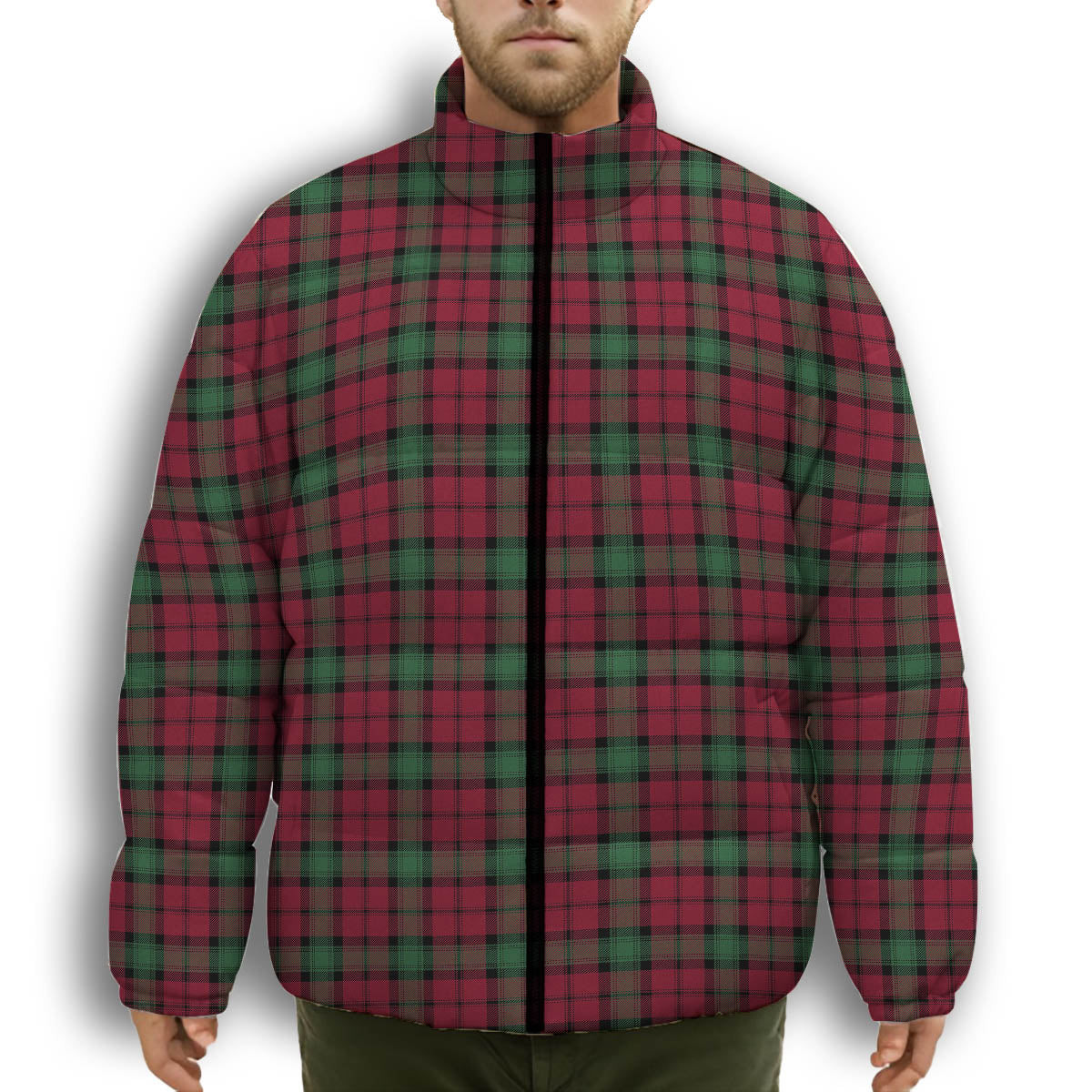 ScotsTee Shop Scottish Kerr Modern Clan Premium Tartan Collar Down Jacket Winter White Duck Down Plaid