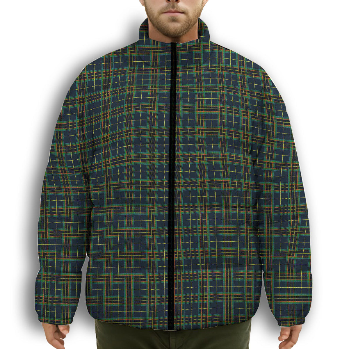 ScotsTee Shop Scottish Young Enterprise Scotland Premium Tartan Collar Down Jacket Winter White Duck Down Plaid