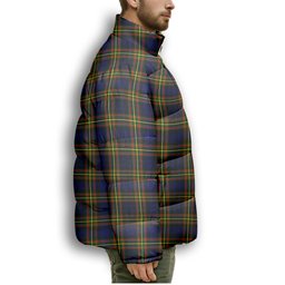 ScotsTee Shop Scottish MacLellan Modern SC Premium Tartan Collar Down Jacket Winter White Duck Down Plaid