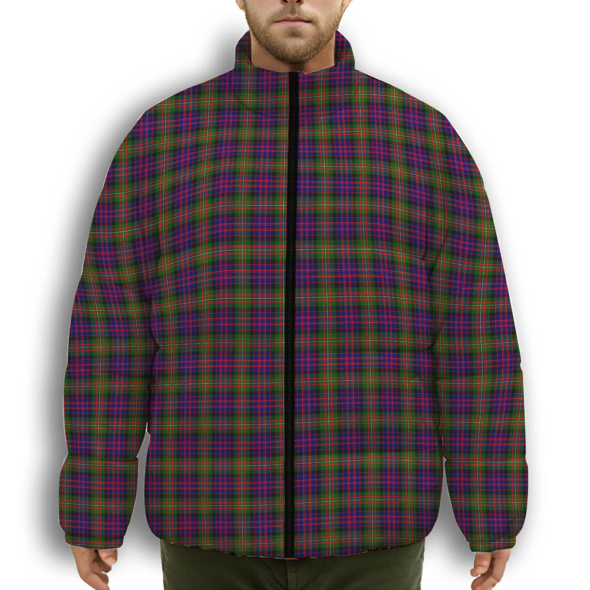 ScotsTee Shop Scottish McDonell Of Glengarry Modern Premium Tartan Collar Down Jacket Winter White Duck Down Plaid