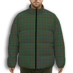 ScotsTee Shop Scottish Shaw of Tordarroch Green Hunting Premium Tartan Collar Down Jacket Winter White Duck Down Plaid