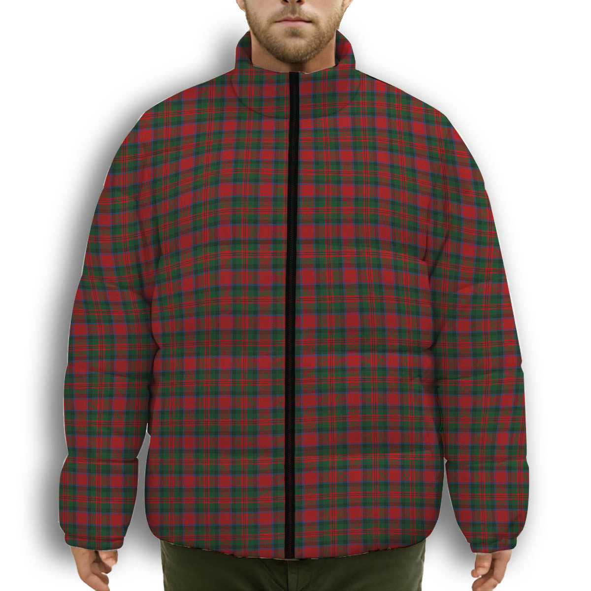 ScotsTee Shop Scottish MacDuff Premium Tartan Collar Down Jacket Winter White Duck Down Plaid