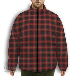 ScotsTee Shop Scottish Perry Premium Tartan Collar Down Jacket Winter White Duck Down Plaid