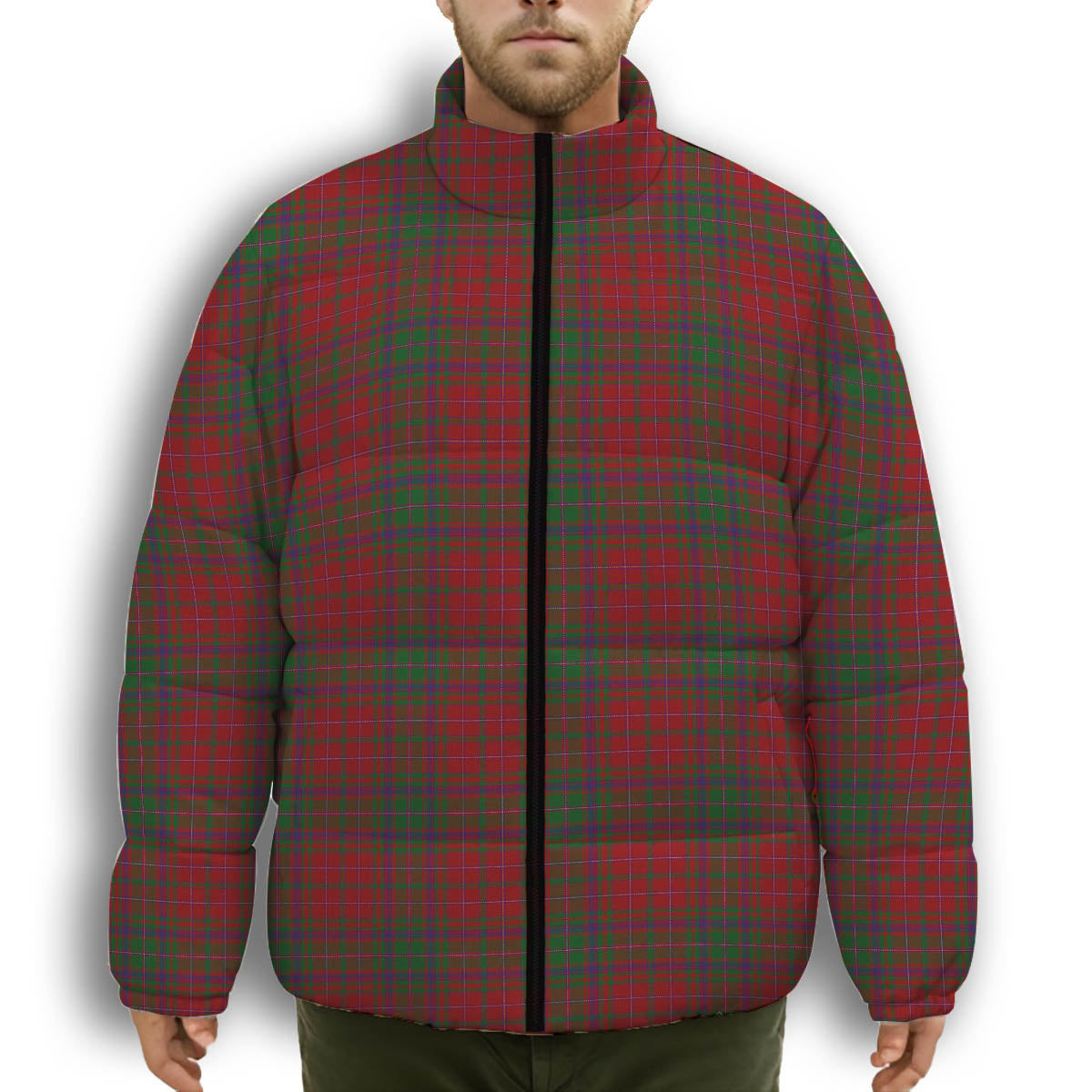 ScotsTee Shop Scottish MacDougall Premium Tartan Collar Down Jacket Winter White Duck Down Plaid