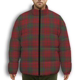 ScotsTee Shop Scottish MacDougall Premium Tartan Collar Down Jacket Winter White Duck Down Plaid