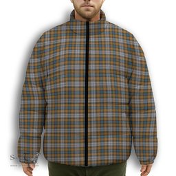 ScotsTee Shop Scottish Gordon dress 5 Premium Tartan Collar Down Jacket Winter White Duck Down Plaid