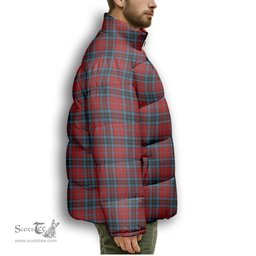 ScotsTee Shop Scottish Thompson 2 Premium Tartan Collar Down Jacket Winter White Duck Down Plaid
