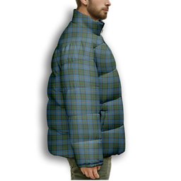 ScotsTee Shop Scottish MacLeod Green Premium Tartan Collar Down Jacket Winter White Duck Down Plaid