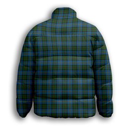 ScotsTee Shop Scottish MacLeod Green Premium Tartan Collar Down Jacket Winter White Duck Down Plaid