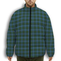 ScotsTee Shop Scottish MacLeod Green Premium Tartan Collar Down Jacket Winter White Duck Down Plaid