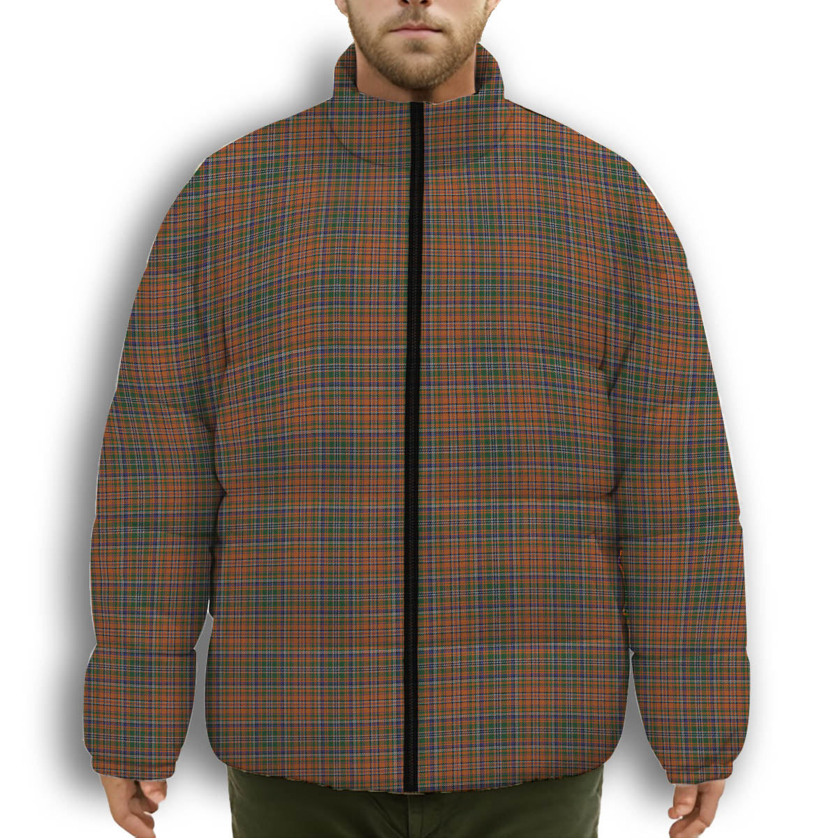 ScotsTee Shop Scottish MacDougall 1850 1 Premium Tartan Collar Down Jacket Winter White Duck Down Plaid