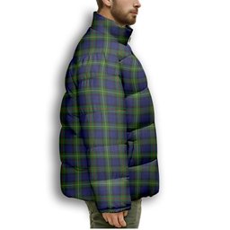 ScotsTee Shop Scottish MacEwen Modern SC Premium Tartan Collar Down Jacket Winter White Duck Down Plaid