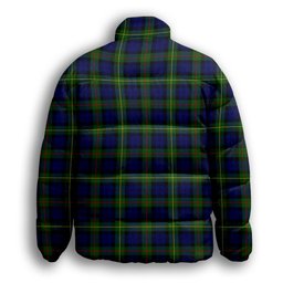 ScotsTee Shop Scottish MacEwen Modern SC Premium Tartan Collar Down Jacket Winter White Duck Down Plaid