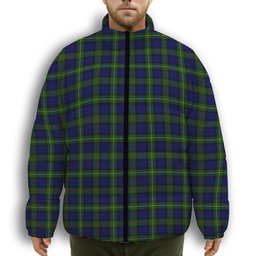 ScotsTee Shop Scottish MacEwen Modern SC Premium Tartan Collar Down Jacket Winter White Duck Down Plaid