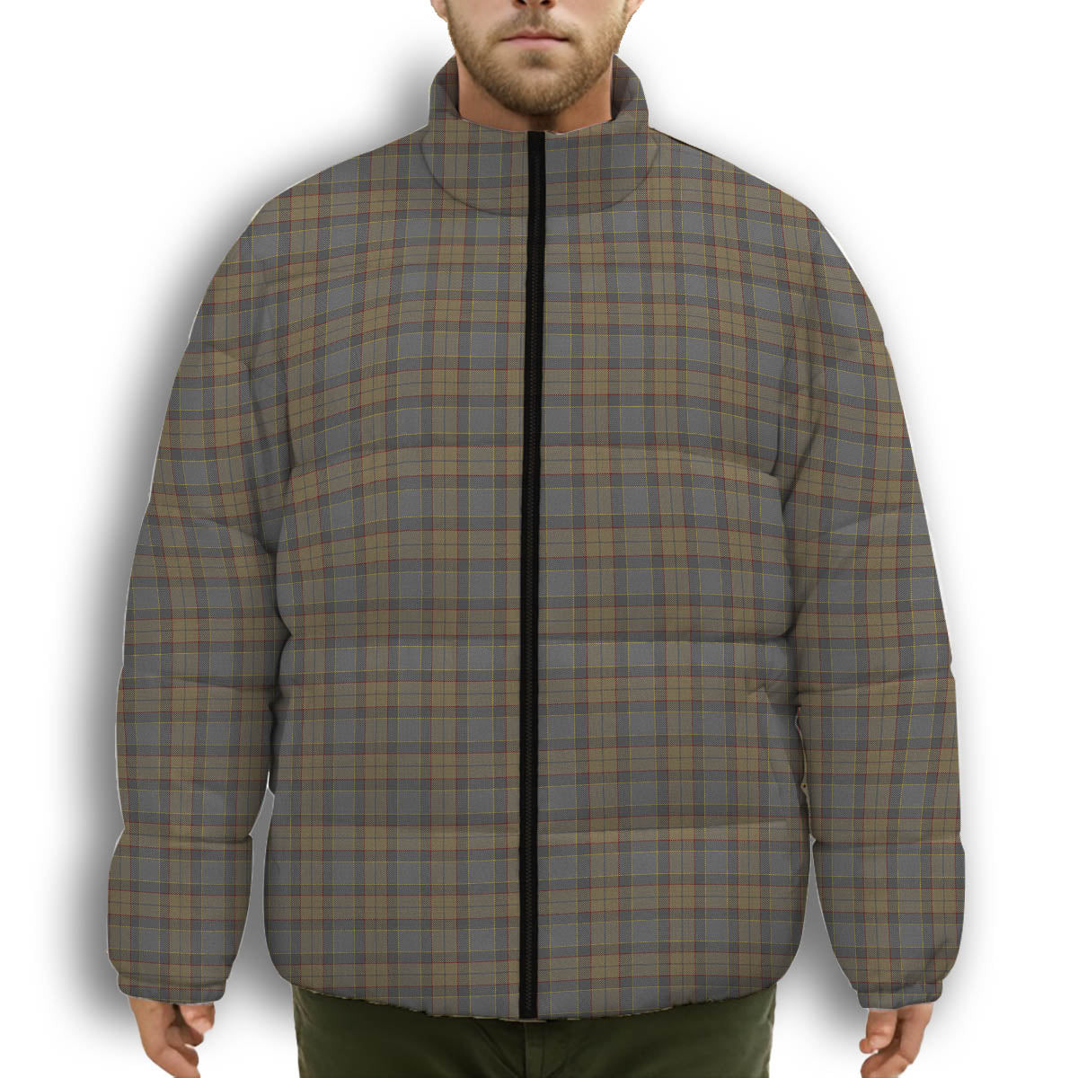 ScotsTee Shop Scottish Outlander 1 Premium Tartan Collar Down Jacket Winter White Duck Down Plaid