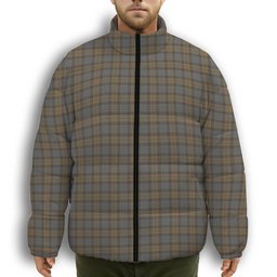 ScotsTee Shop Scottish Outlander 1 Premium Tartan Collar Down Jacket Winter White Duck Down Plaid