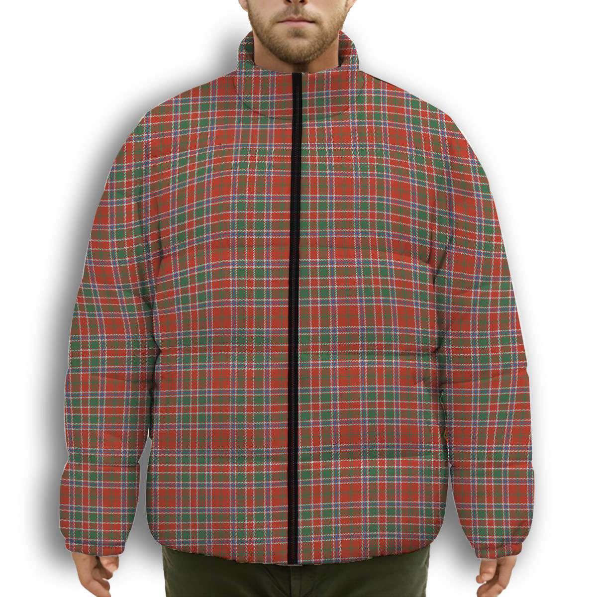 ScotsTee Shop Scottish McDonald of Lochmaddy Ancient Premium Tartan Collar Down Jacket Winter White Duck Down Plaid