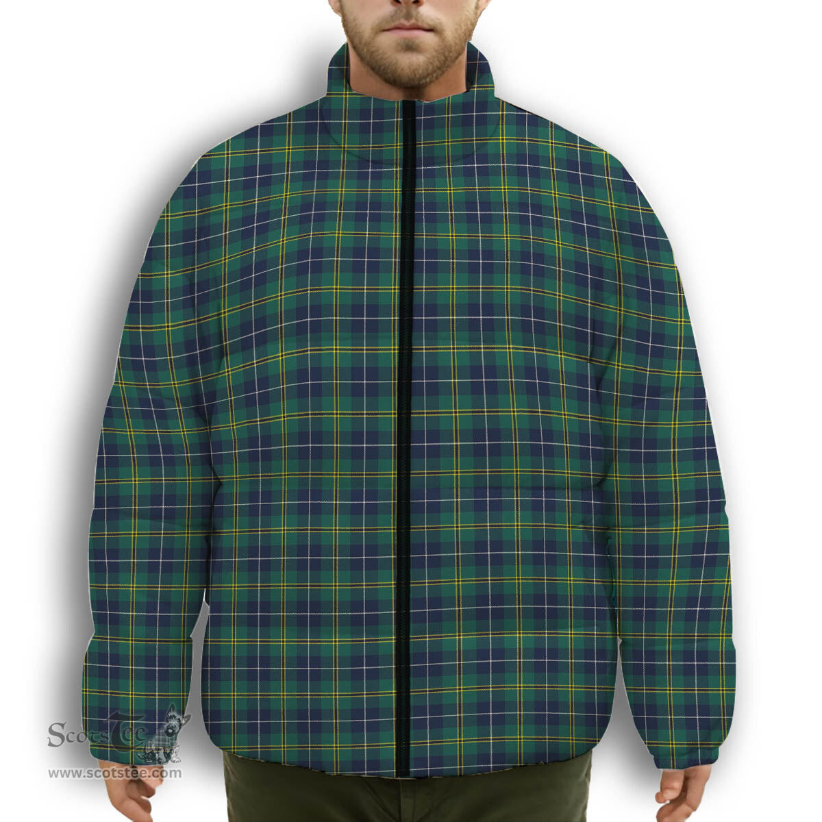 ScotsTee Shop Scottish Turnbull Hunting Modern Clan Premium Tartan Collar Down Jacket Winter White Duck Down Plaid