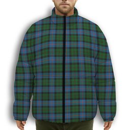 ScotsTee Shop Scottish MacNeil of Barra Chief Premium Tartan Collar Down Jacket Winter White Duck Down Plaid