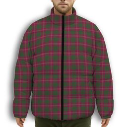 ScotsTee Shop Scottish Wasko Premium Tartan Collar Down Jacket Winter White Duck Down Plaid